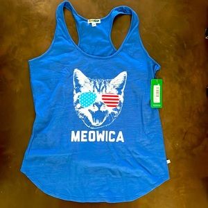 Blue Meowica tank tops. Perfect for Fourth of July!